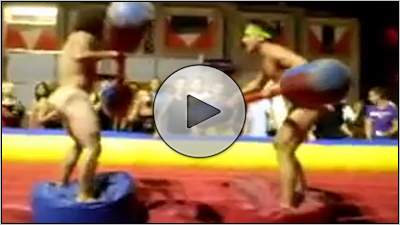 TWo naked lads fight in Ibiza